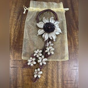 *NWOT* Well Charmed Leather Gold/Brown Sunflower Purse Charm with Snap Clasp